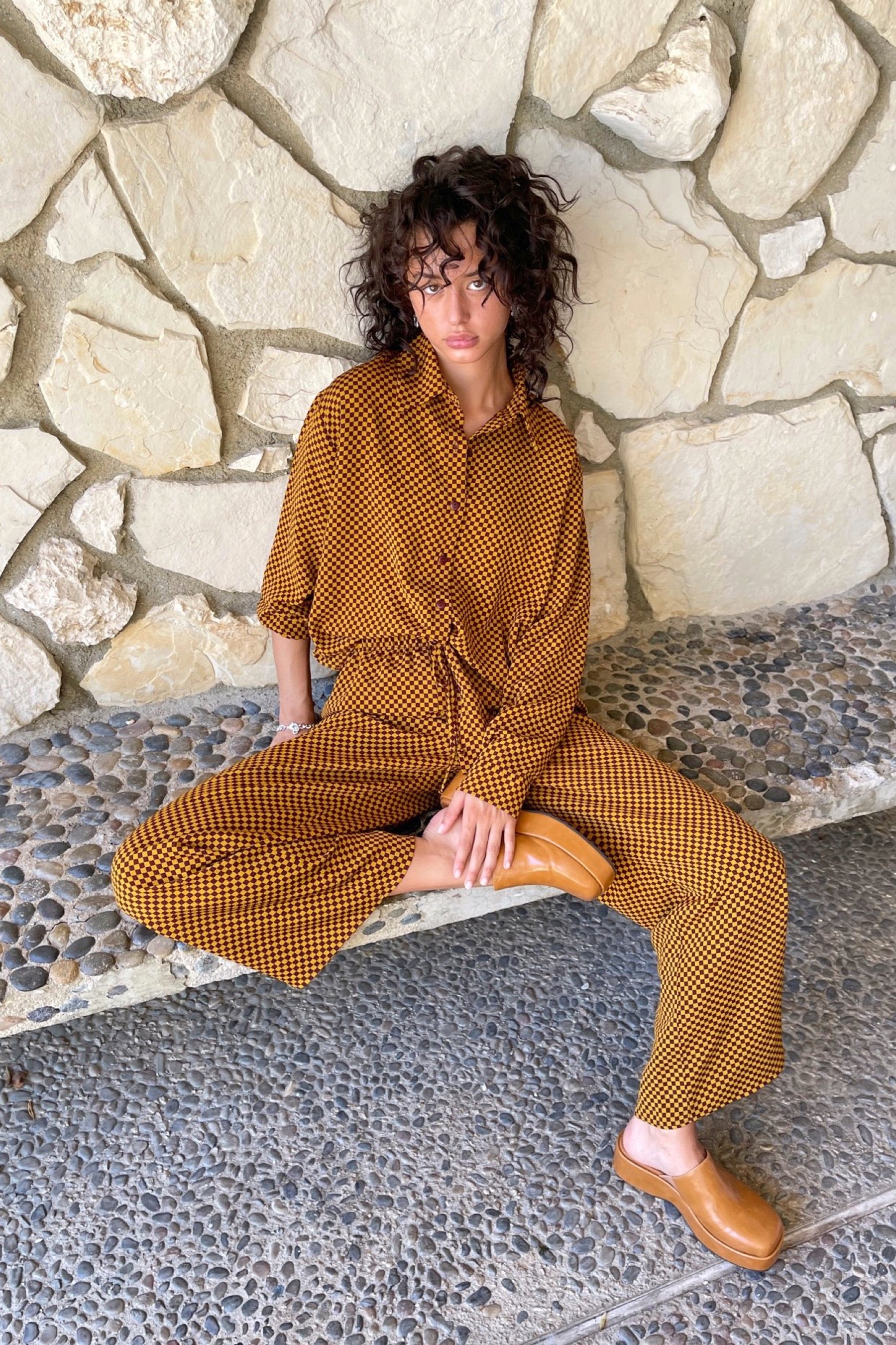 Red + Gold Check Bailey Pant