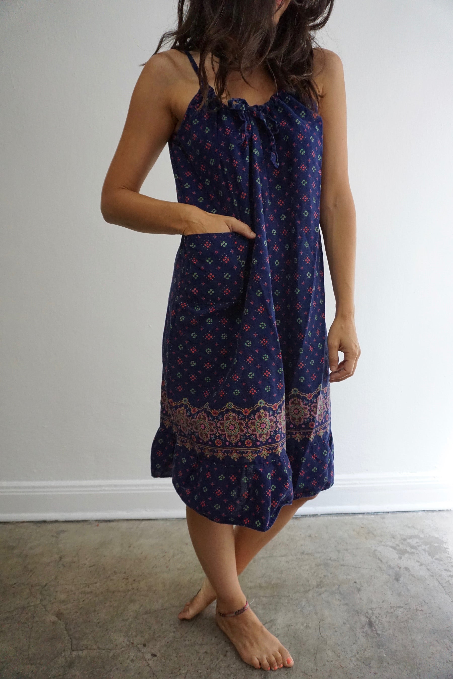 Navy Printed Sun Dress