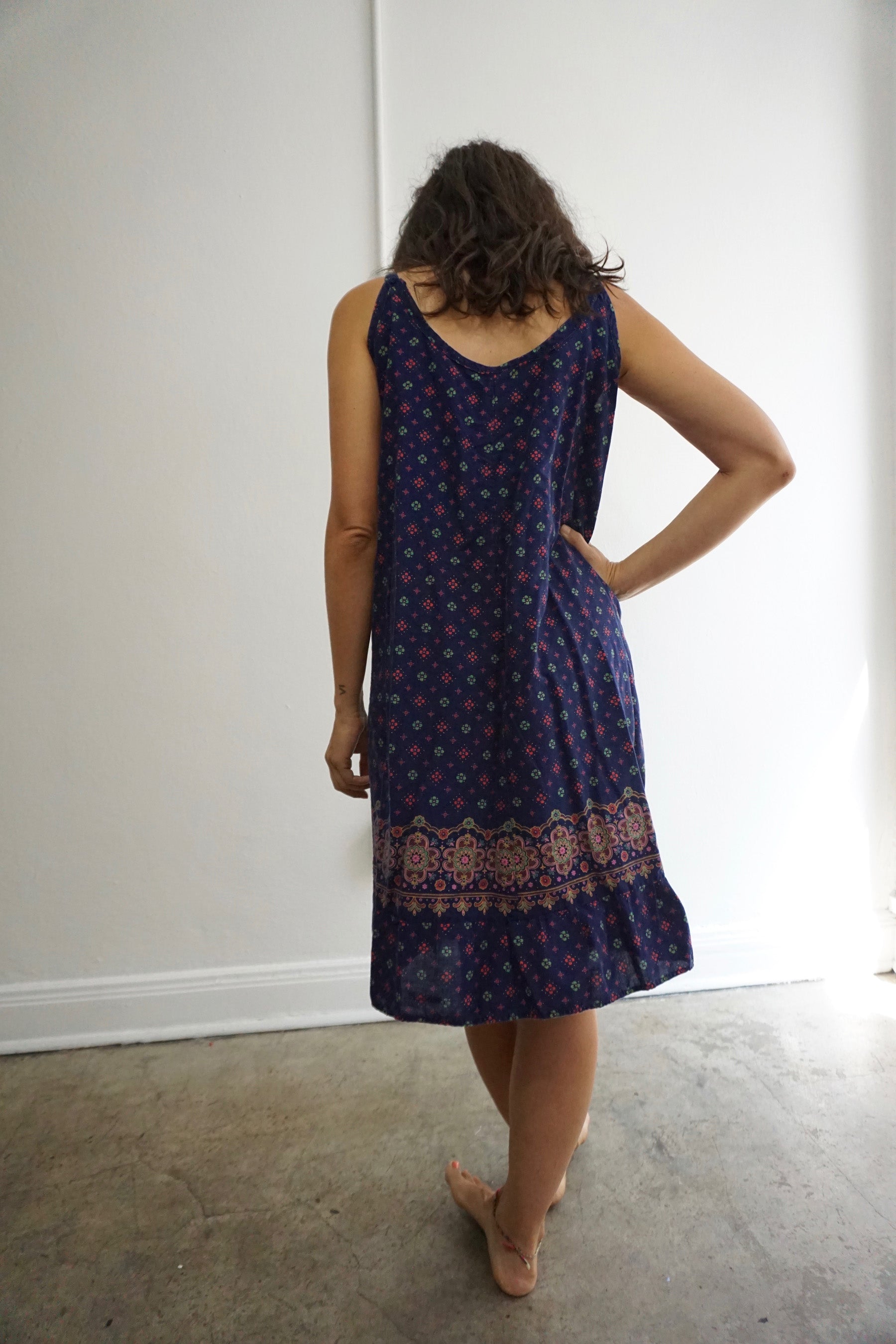 Navy Printed Sun Dress