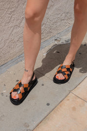 Black + Tan Scacchi Sandal