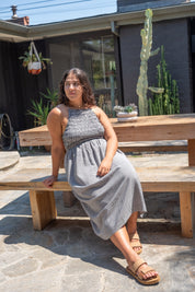 Black Gingham Midi Dress