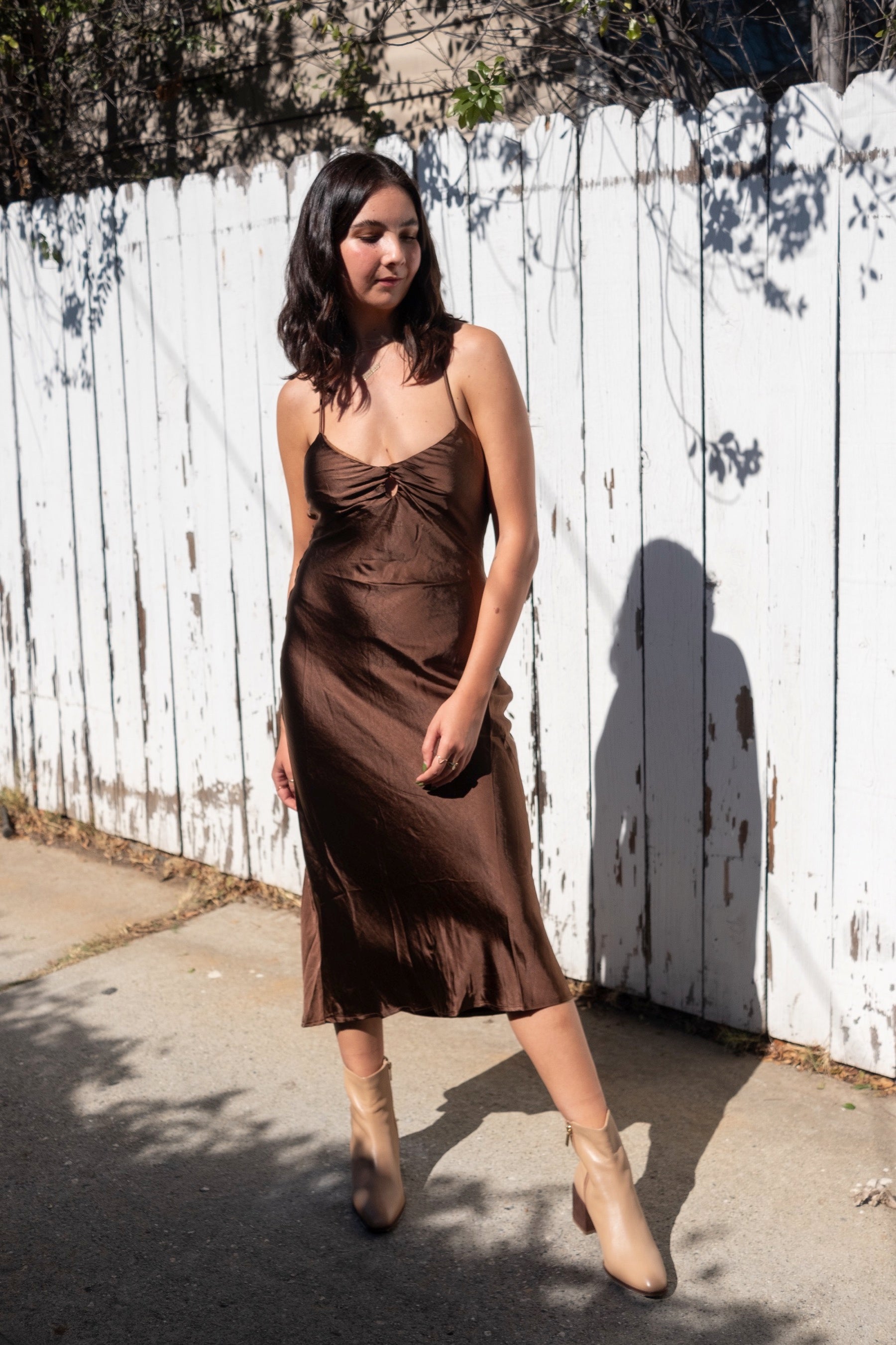 Chocolate Satin Sophie Dress