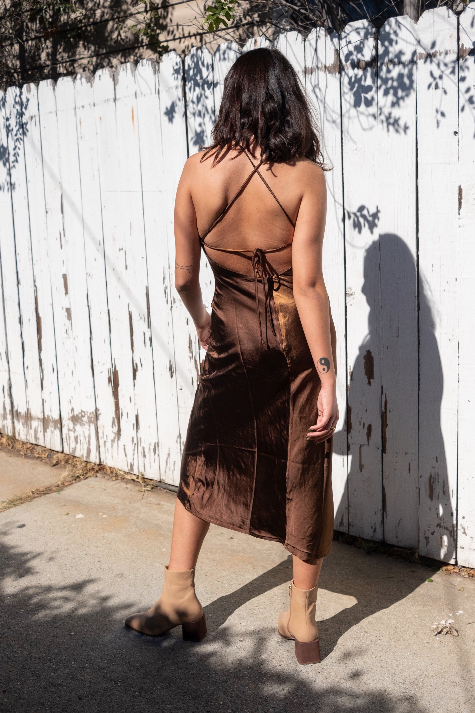 Chocolate Satin Sophie Dress