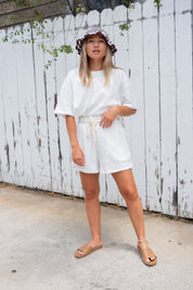 Milk Waffle Boyfriend Tee Set