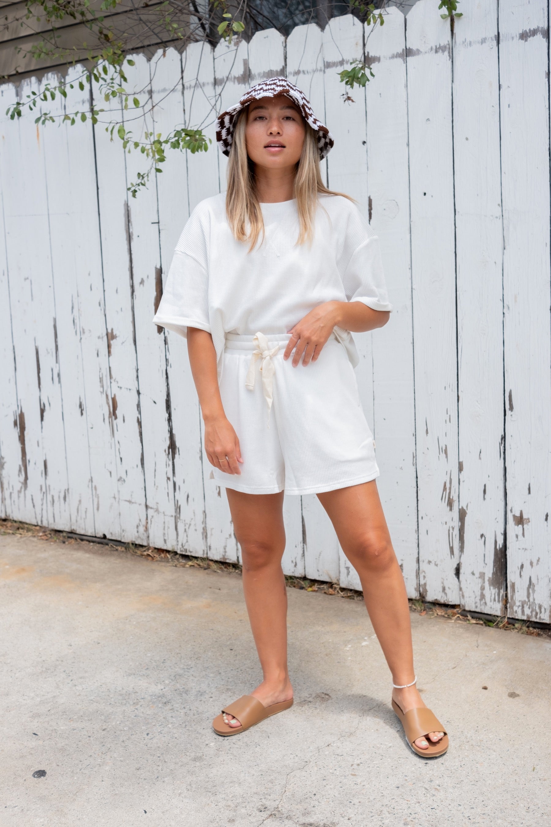 Milk Waffle Boyfriend Tee Set