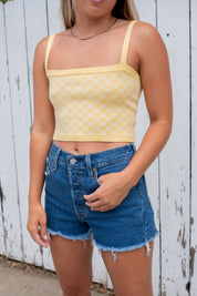 Yellow Gingham Crop Tank