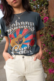 Vintage Black Johnny Cash Martin Guitar Tour Tee