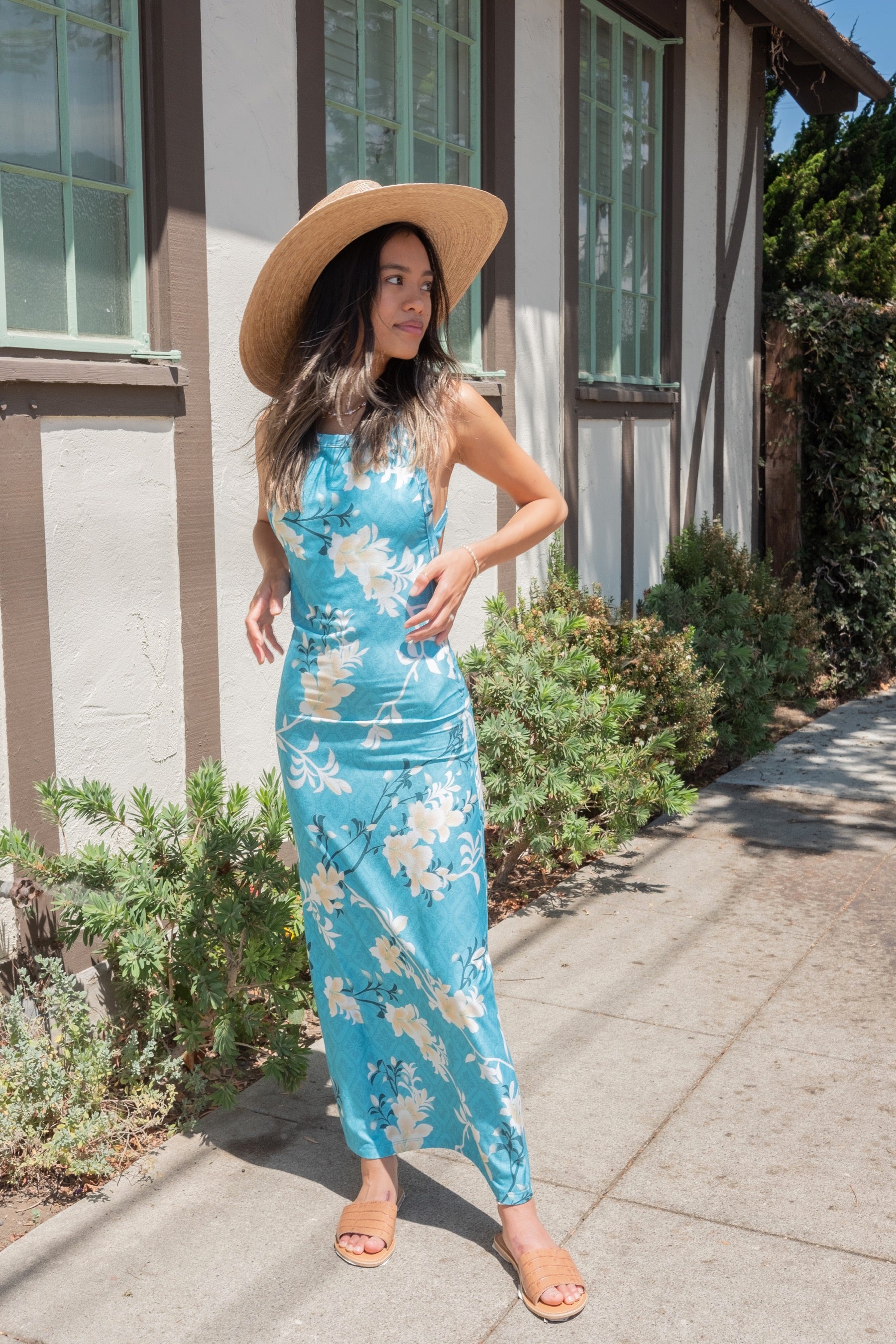 Aqua Lilies Midnight Rambler Dress