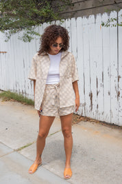 Beige Check Scout Shorts