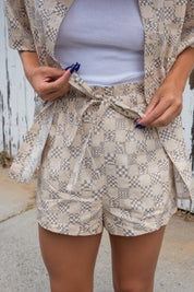 Beige Check Scout Shorts