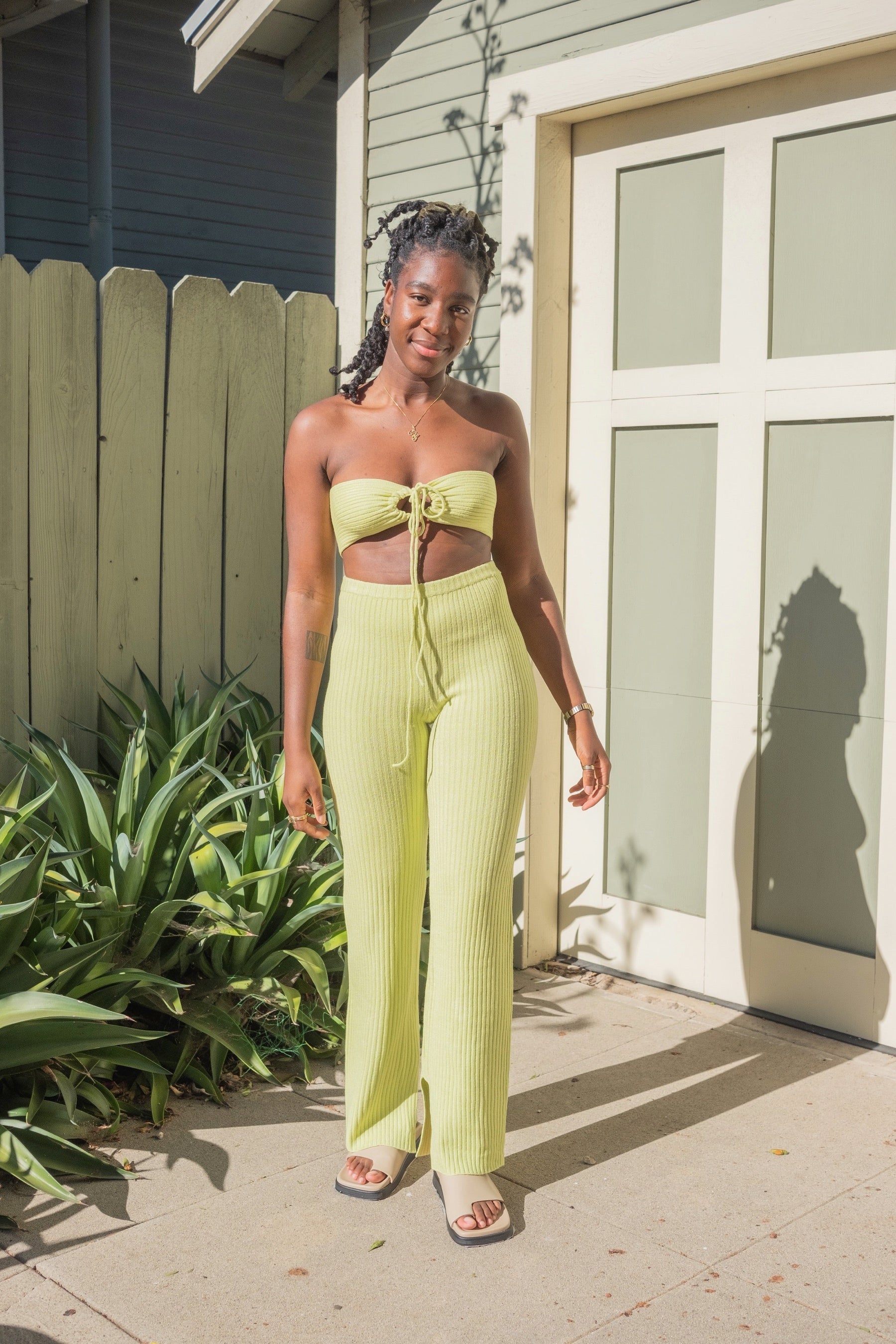 Melon Knit String Top