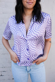 Purple Warp Check Reese Top