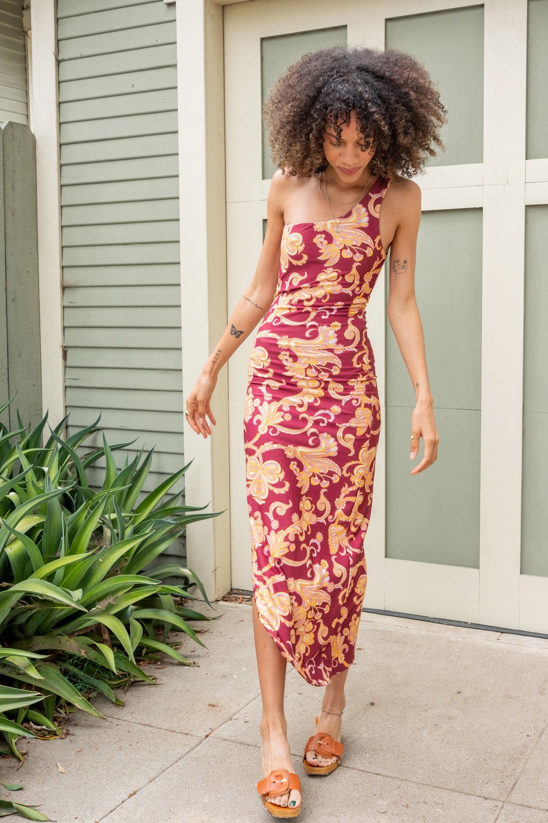 Wine Chrysanthemum Celine Dress