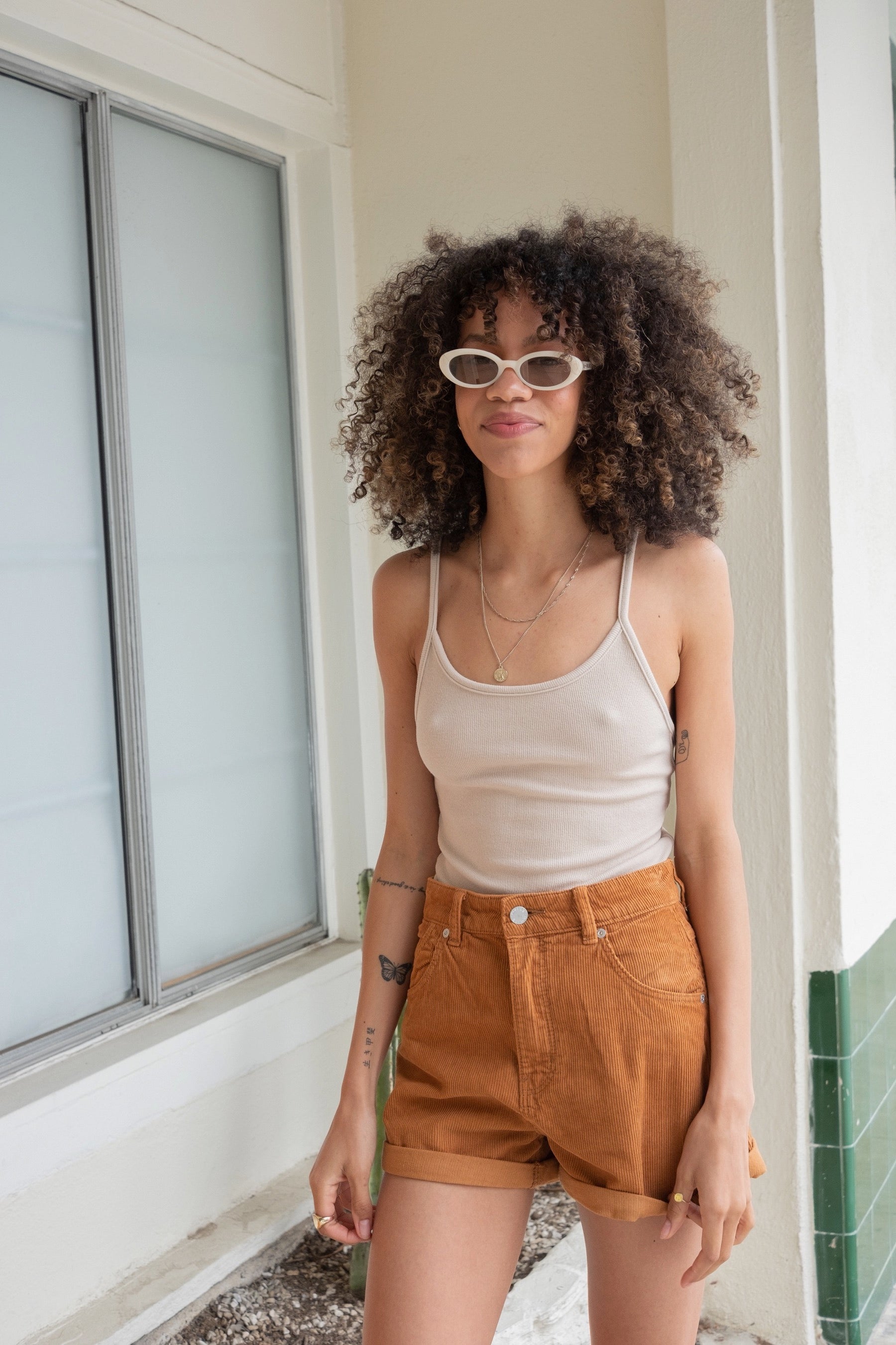 Tan Cord Dusters Shorts