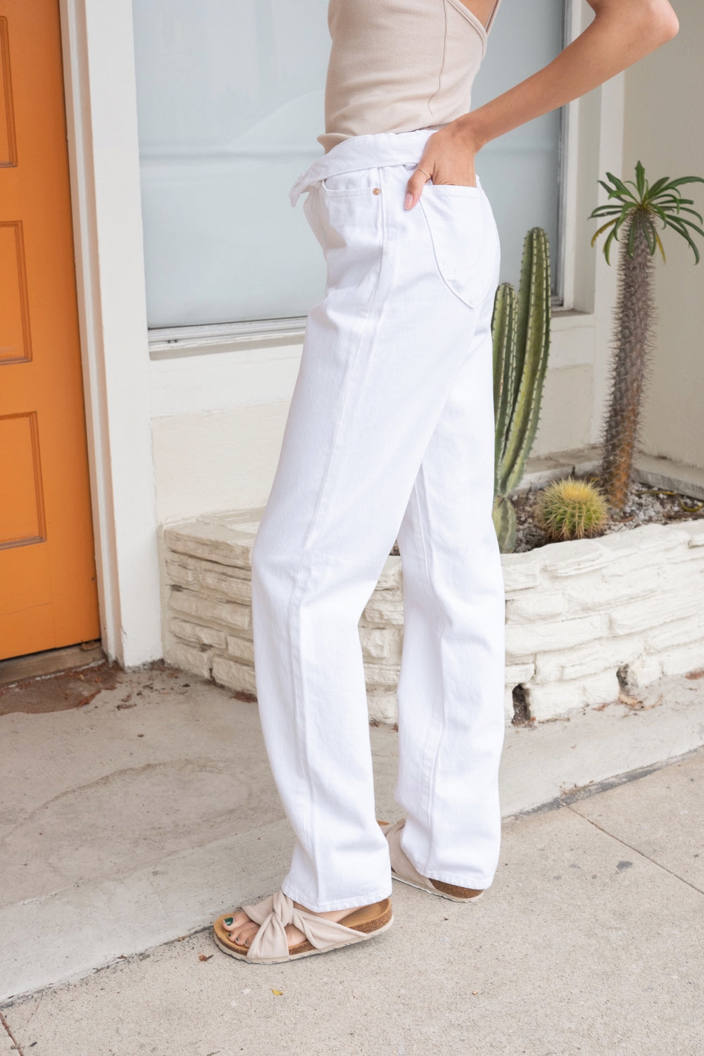 Vintage White Classic Straight Jeans