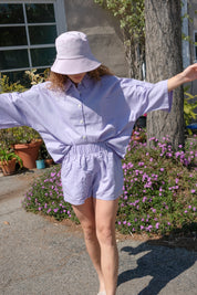 Lilac Linen Button Up