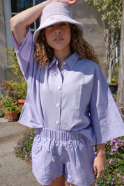 Lilac Linen Button Up