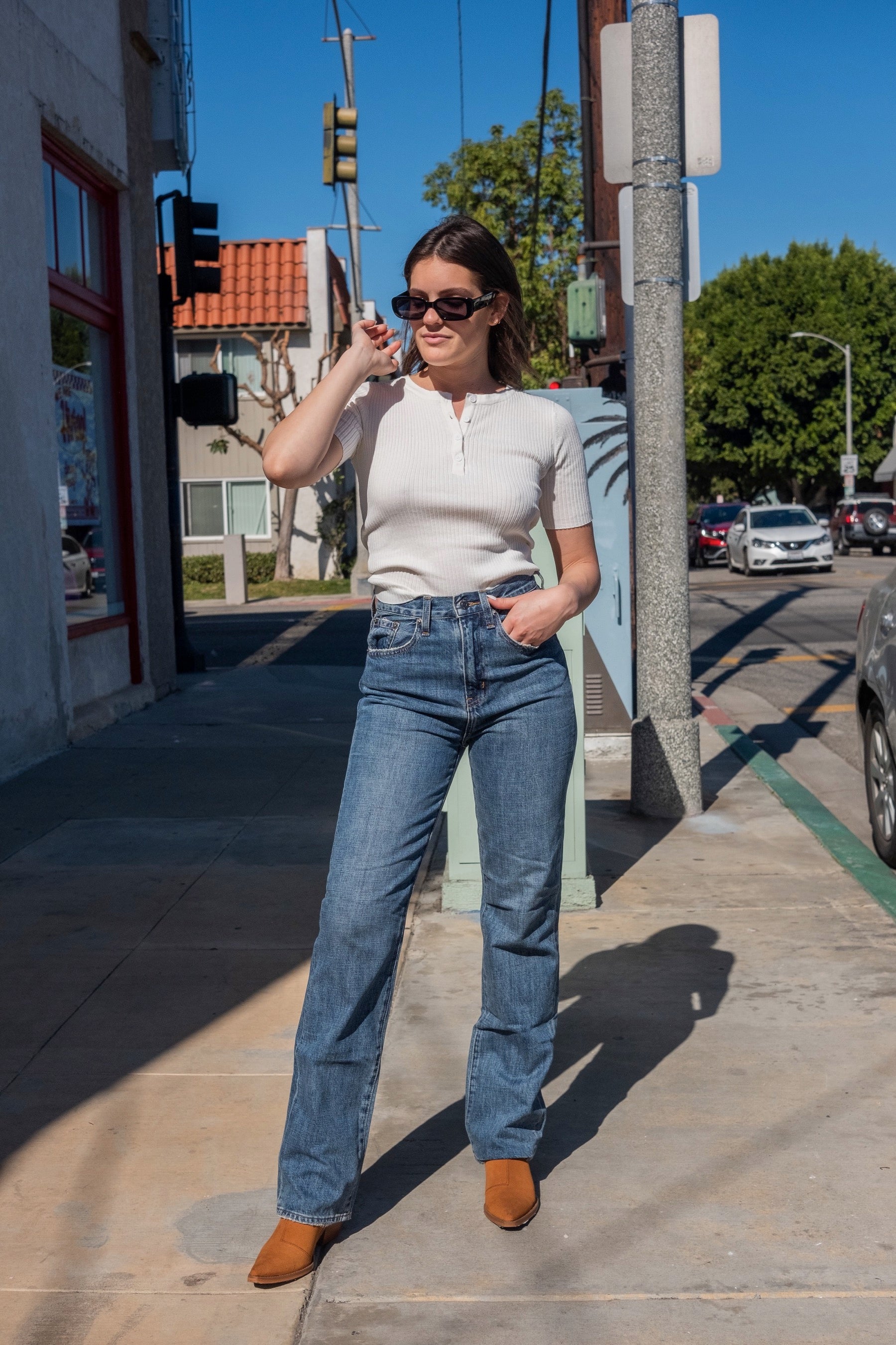White Tight Rib Top