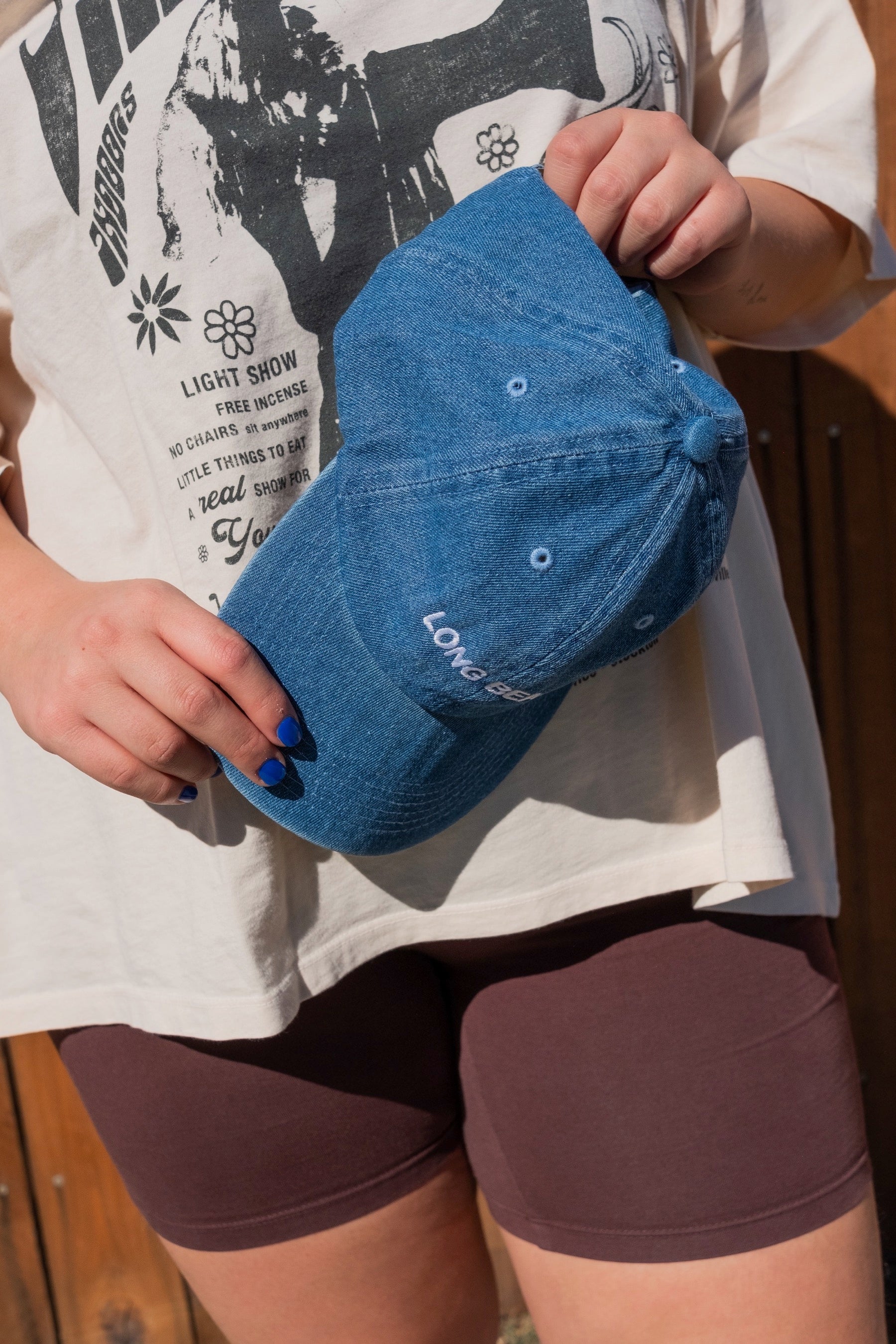 X Prism Denim Long Beach Hat