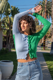 Emerald + Blue Charlie Off Shoulder Sweater