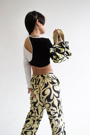 Black + White Leo Crop Top