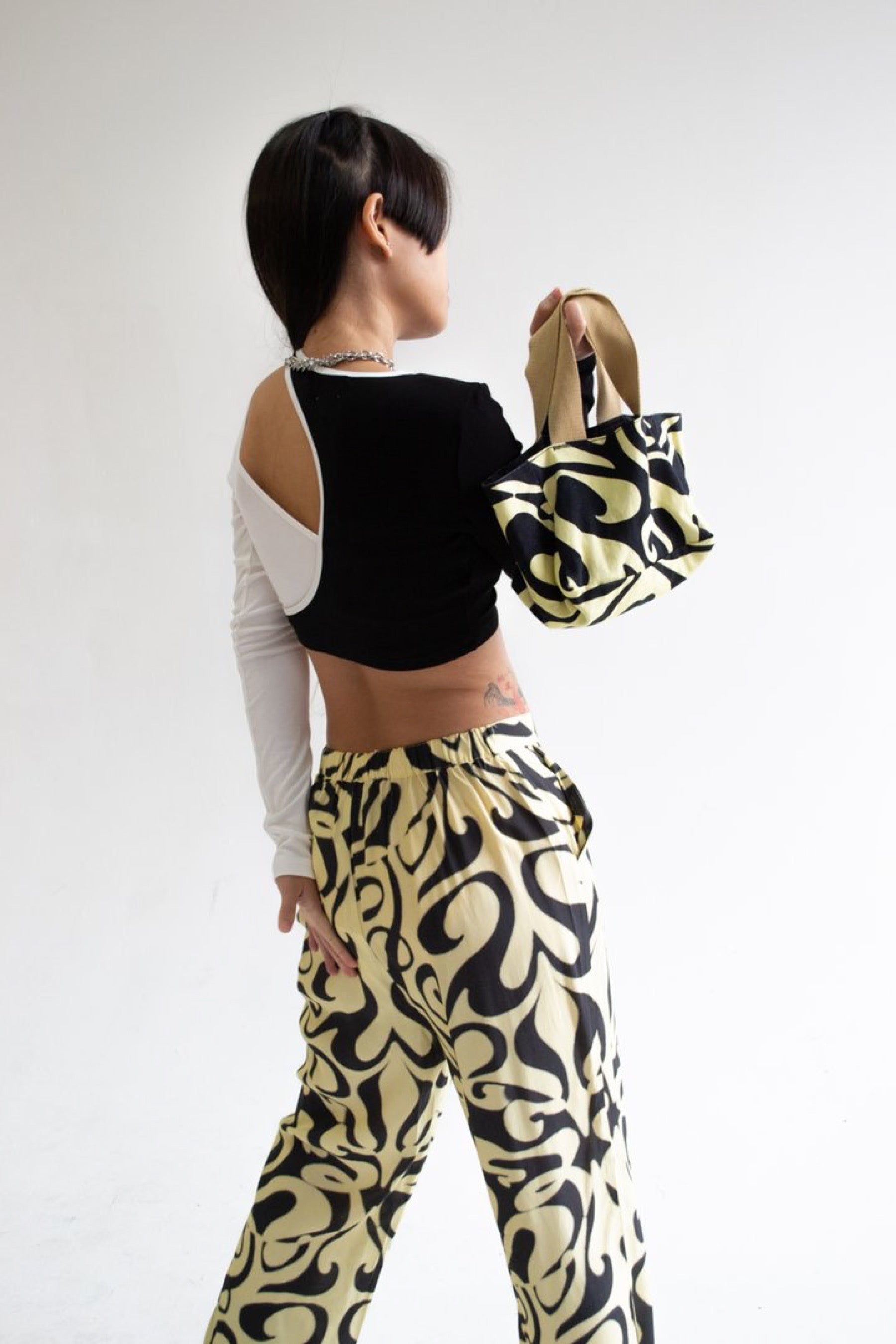 Black + White Leo Crop Top