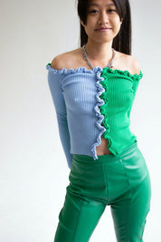 Emerald + Blue Charlie Off Shoulder Sweater