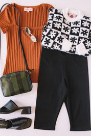 Black + Fern Striped Midi Sac