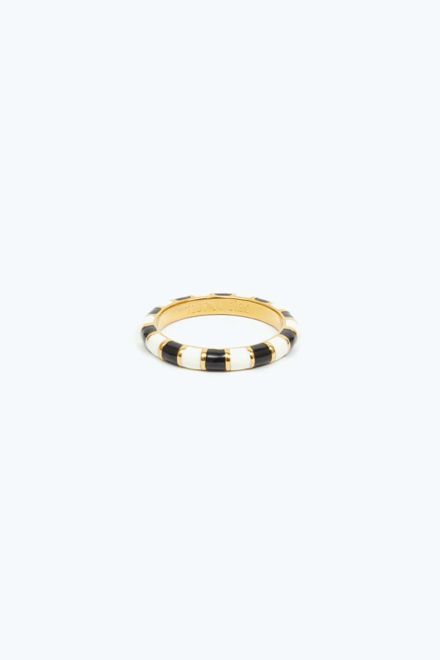 Black + Cream Stripe Stacking Ring