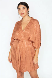 Tobacco Abstract Short Robe