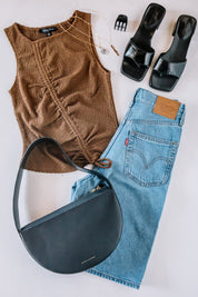 Brown Paisley Ruched Tank