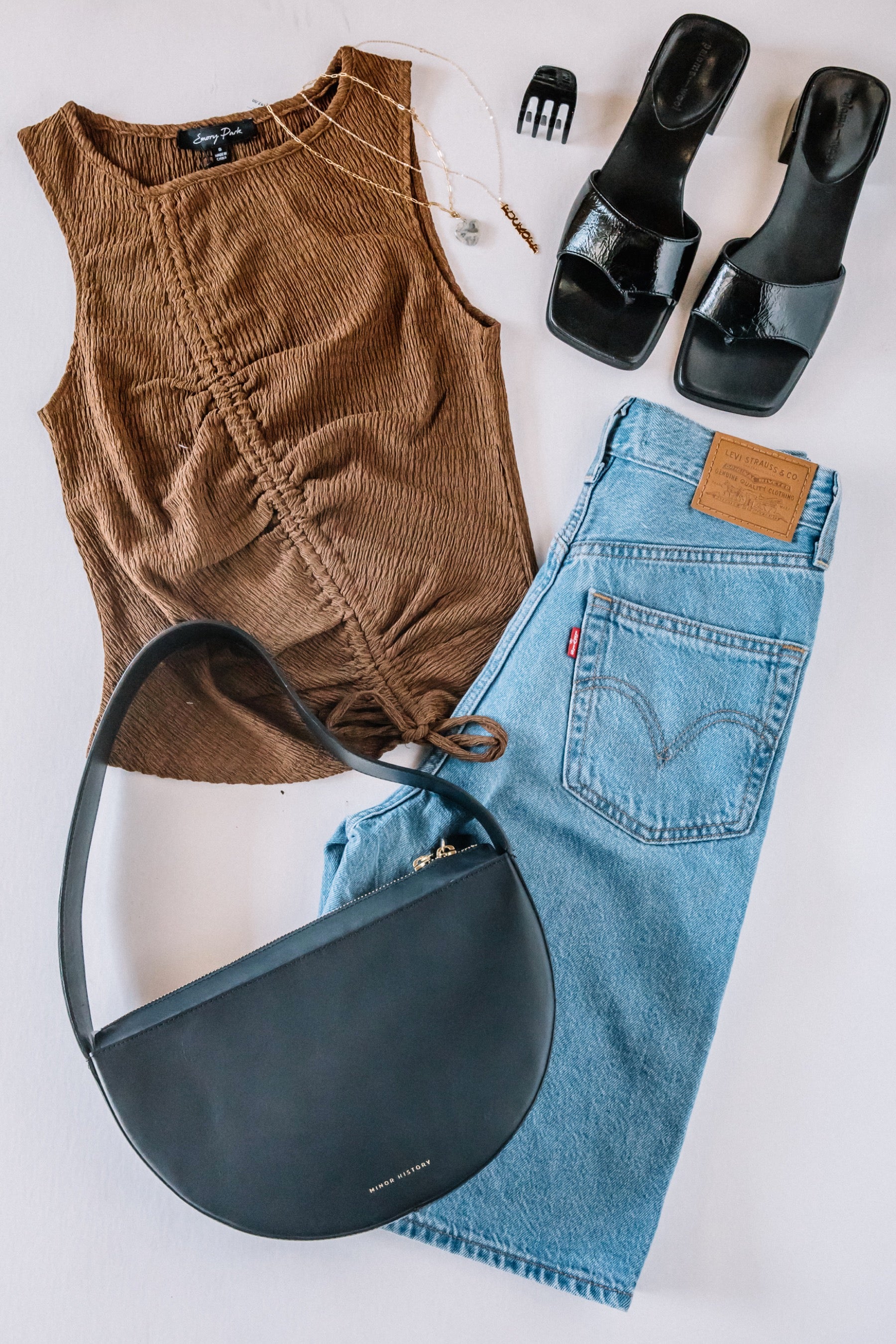 Brown Paisley Ruched Tank