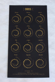 Gold + Black Many Moons 2021 Calendar