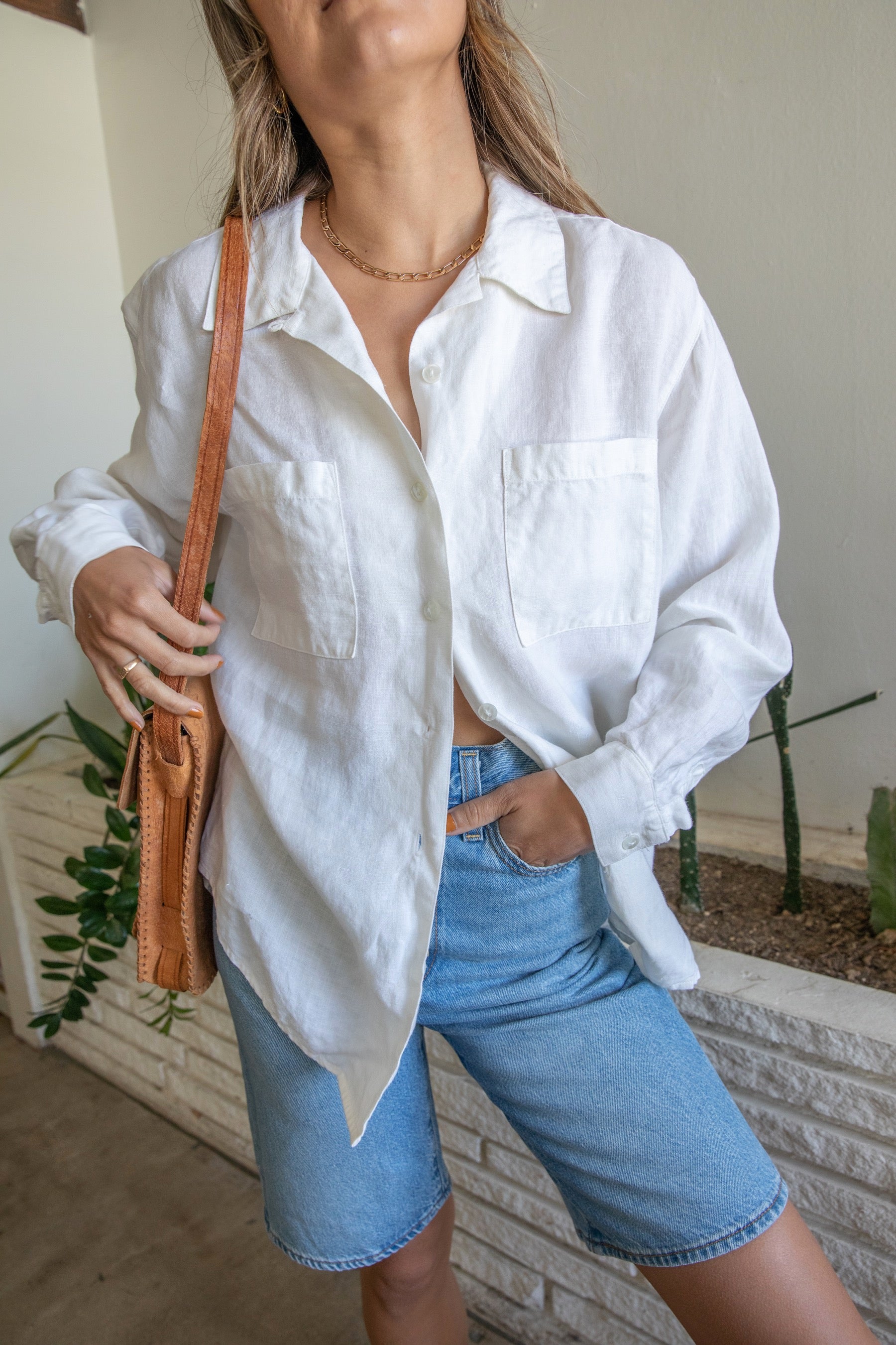 White Irish Linen Button Down