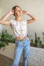 Floral Net Crop Top