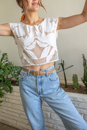 Floral Net Crop Top