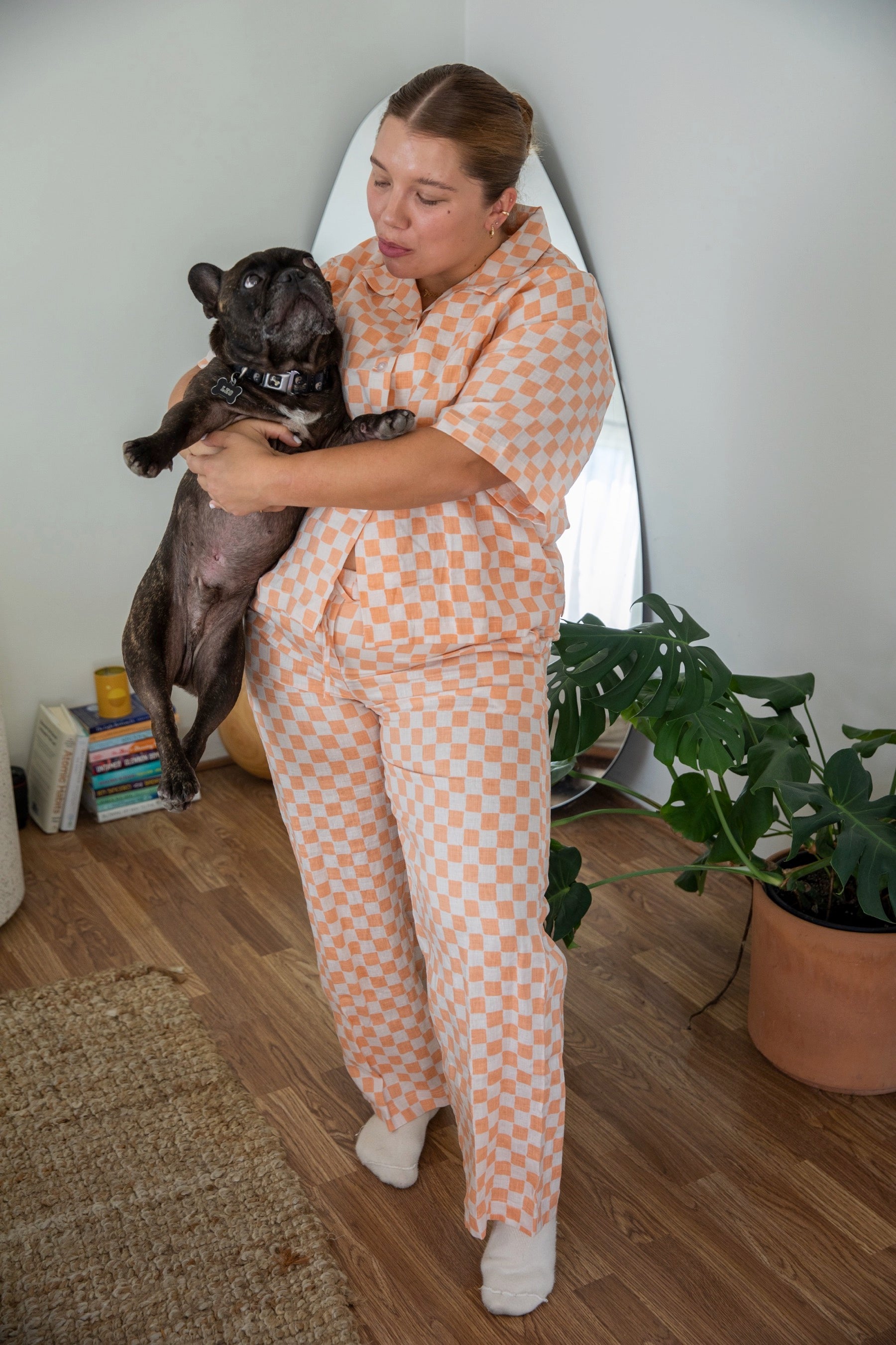 Peach Check Pyjama Long Set