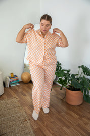 Peach Check Pyjama Long Set