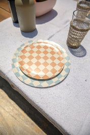 Blue Check Dinner Plate Set