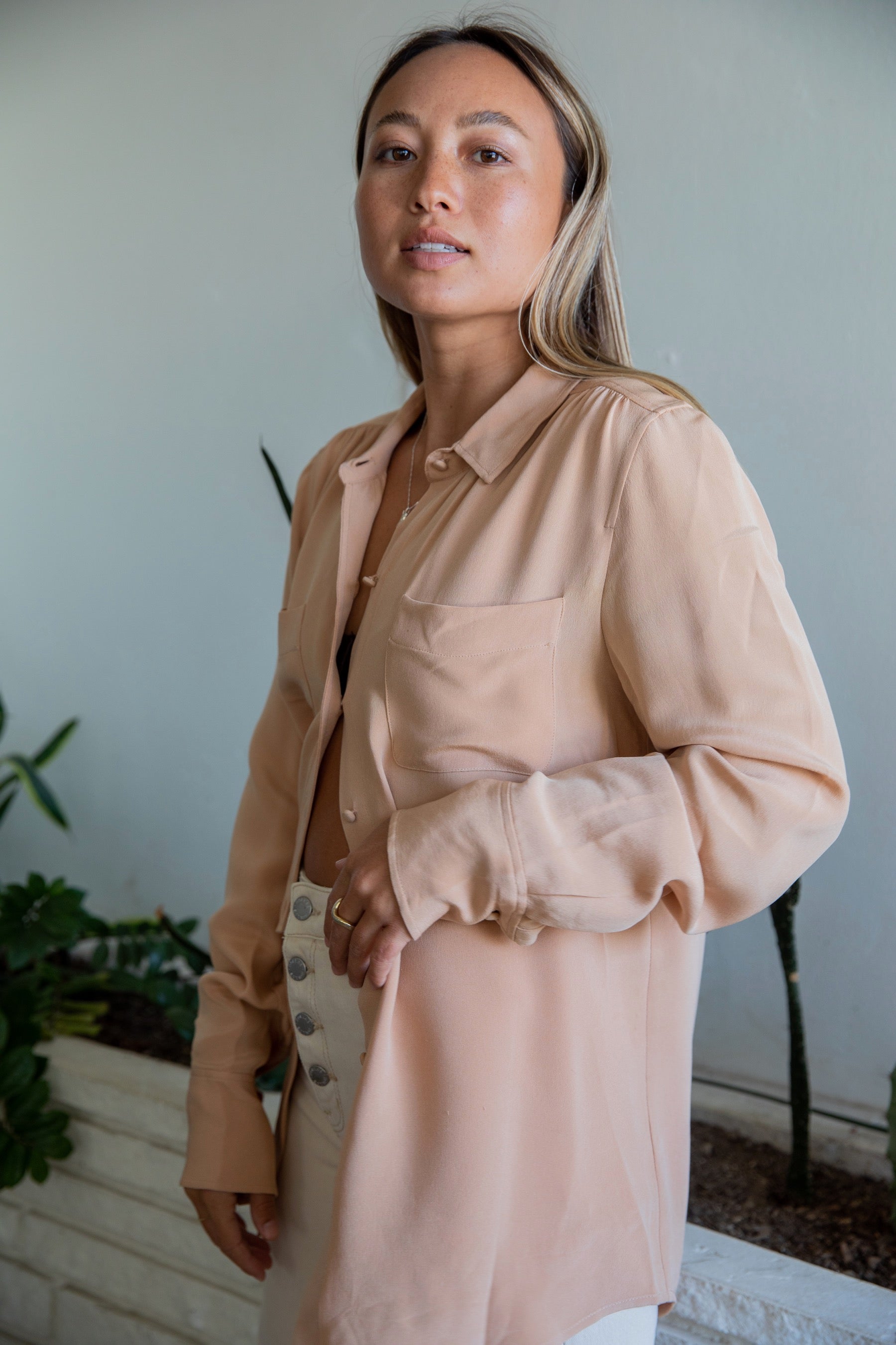 J Crew Silk Button Down