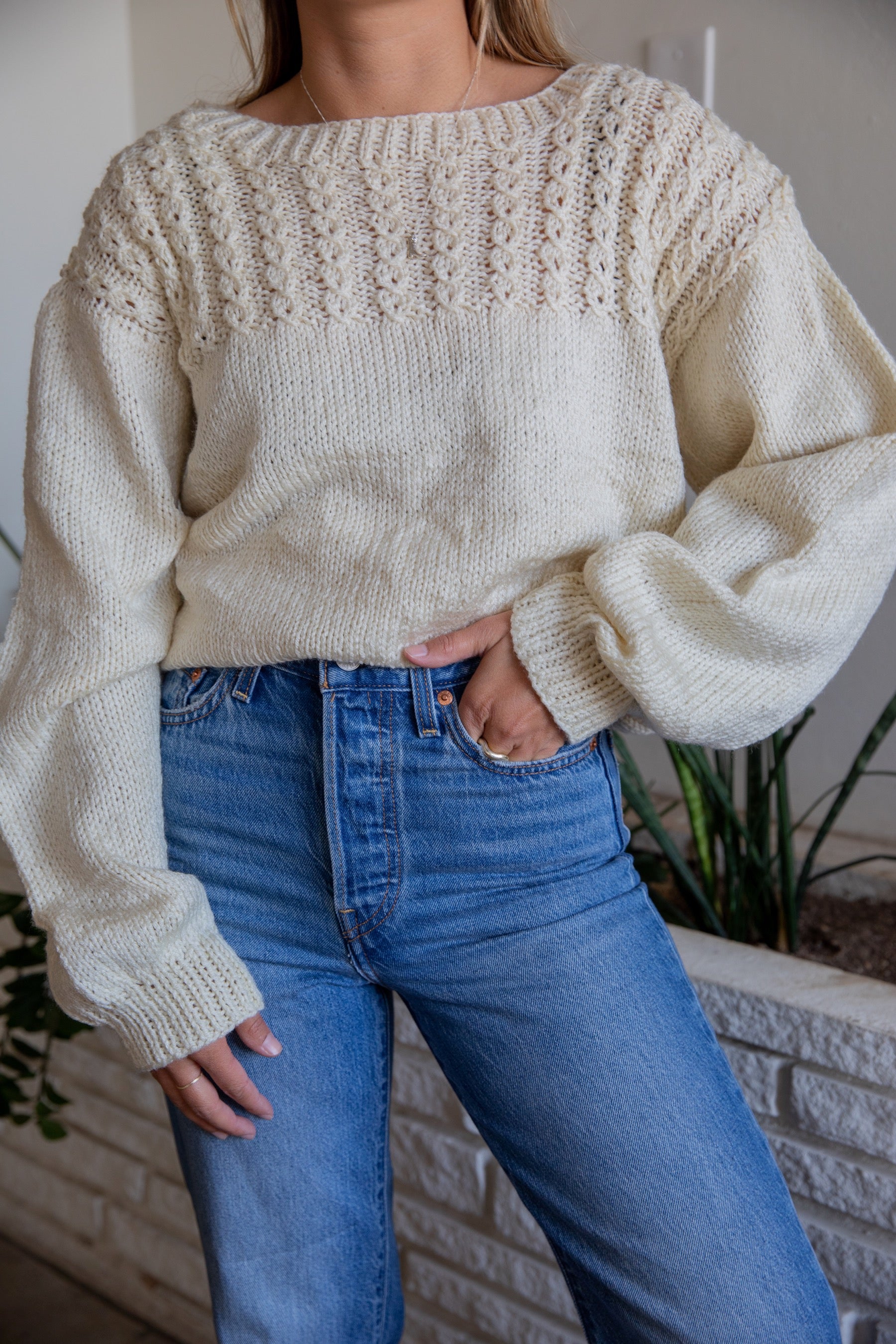 Creme Handknit Pullover