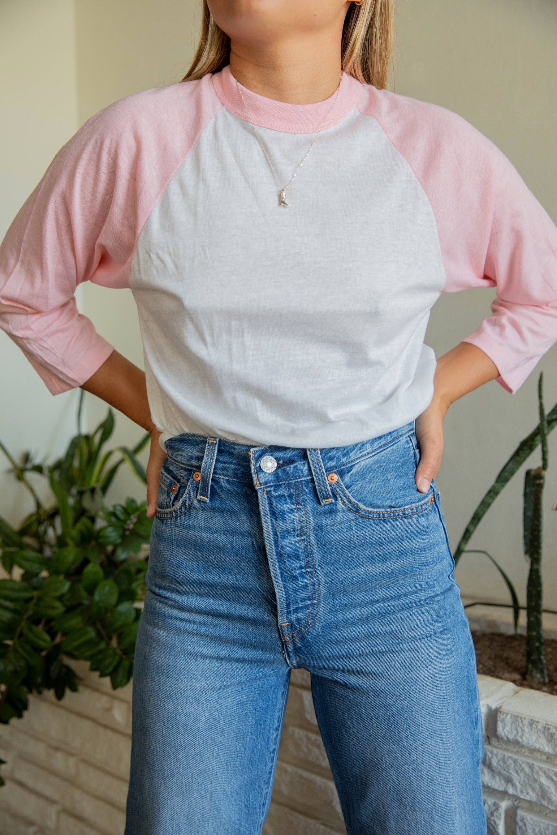 Light Pink Baseball Tee