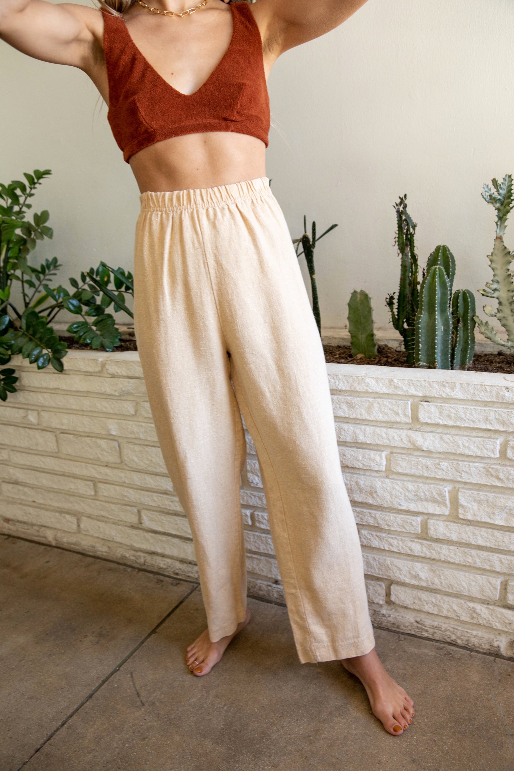 Nude Linen Pants