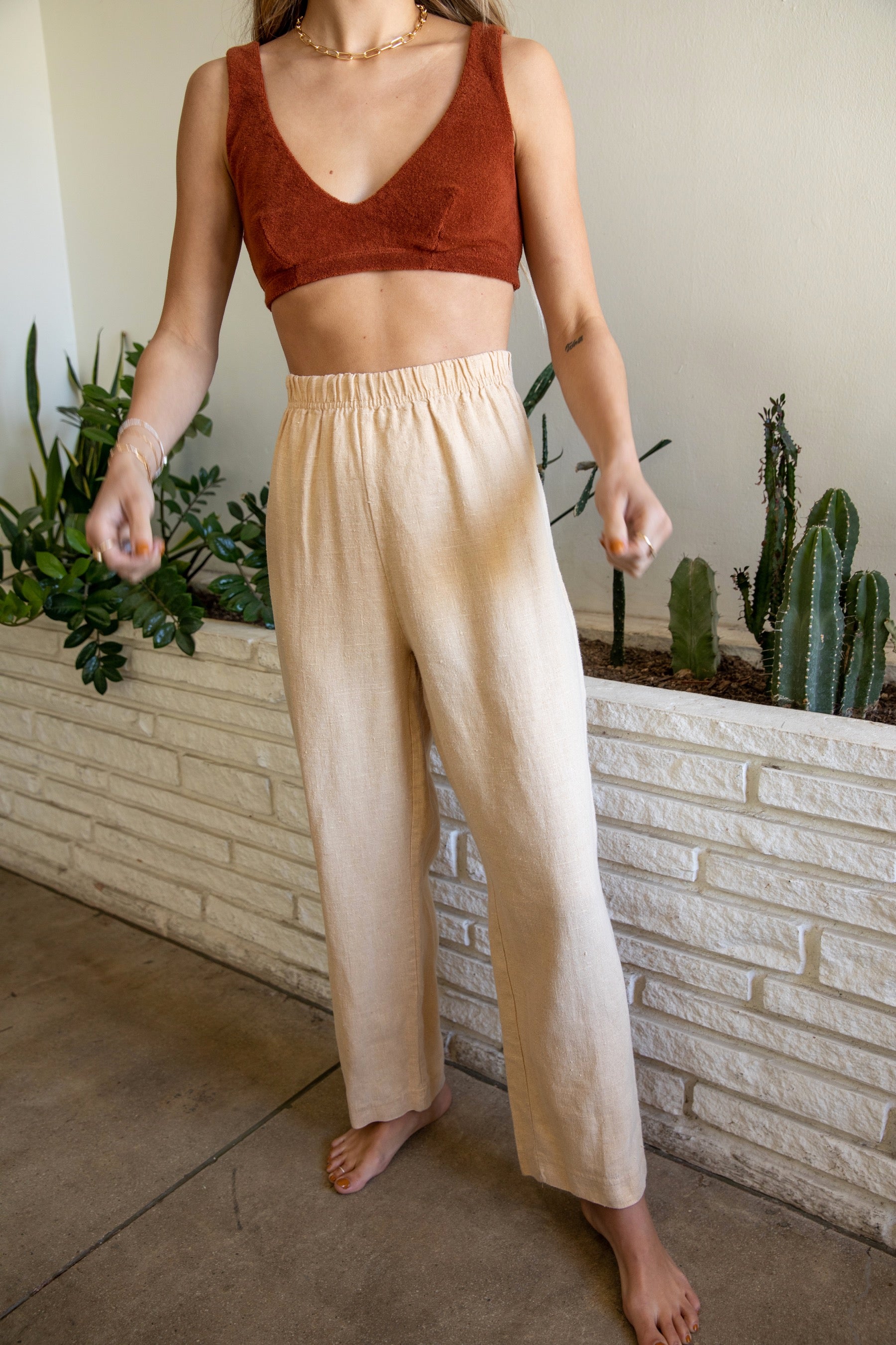 Nude Linen Pants