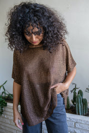 Gold Lurex Sheer Top