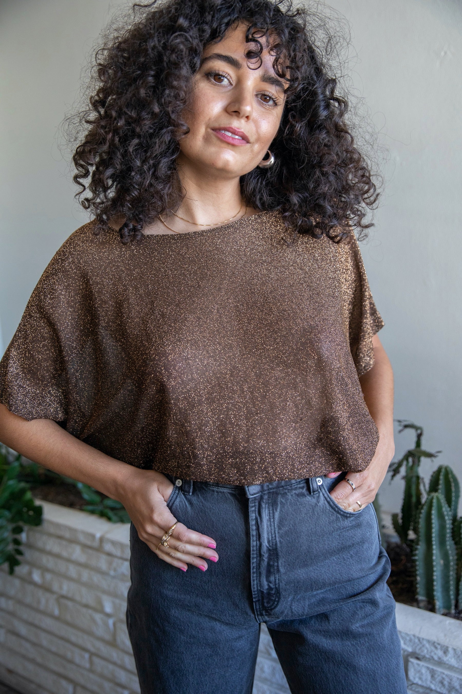 Gold Lurex Sheer Top