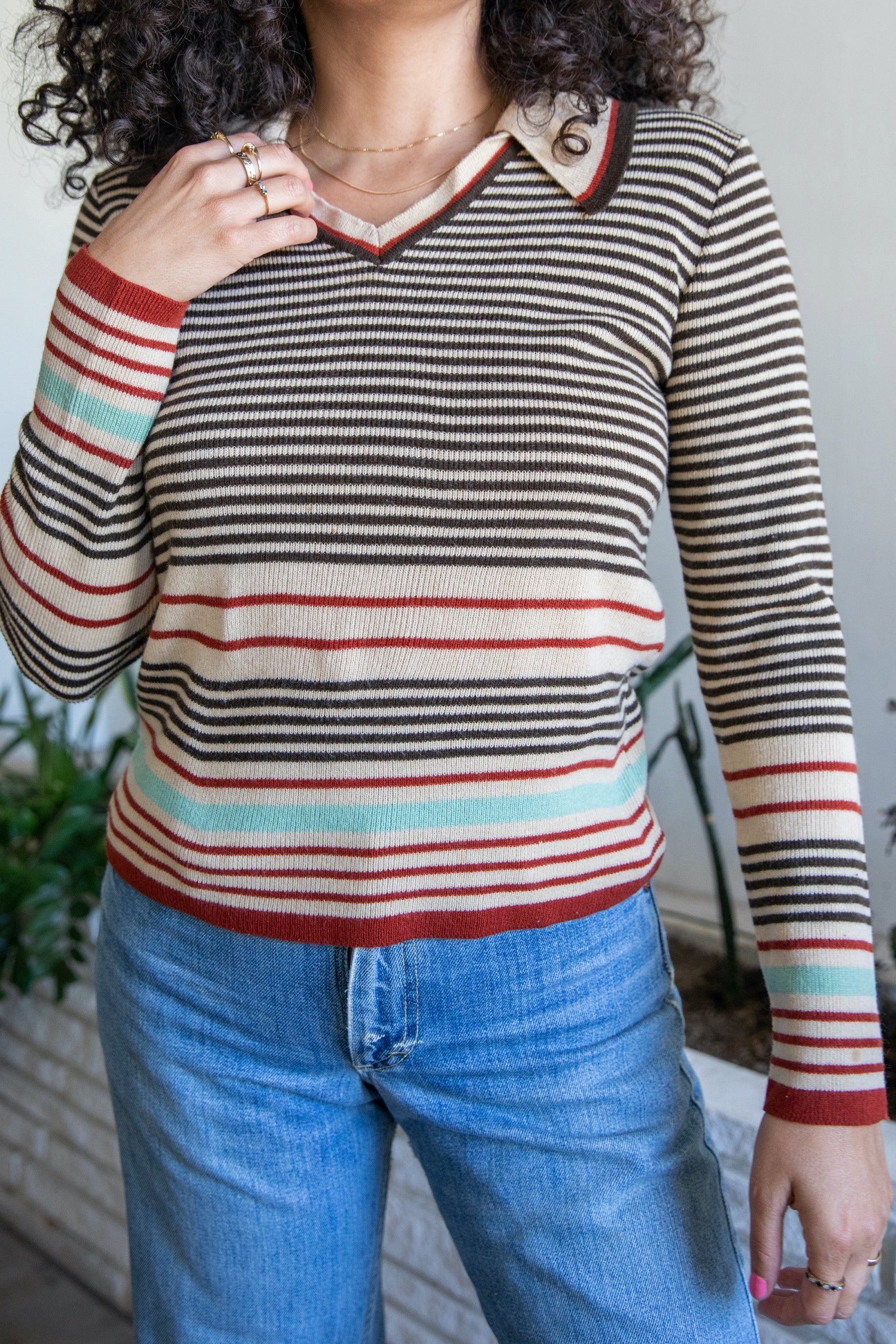 1970's Striped Sweater with Collar