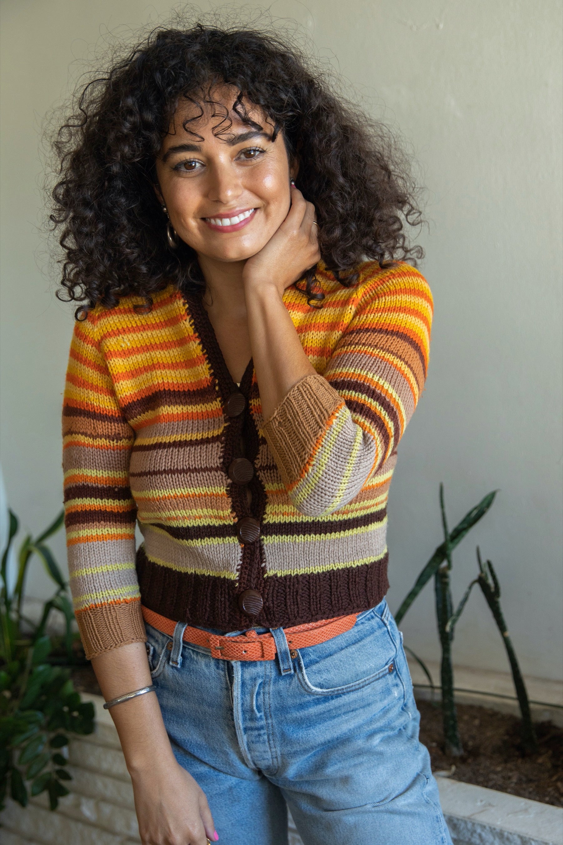 Handmade Autumn Striped Cardigan