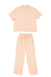 Peach Check Pyjama Long Set