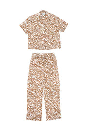 Brown Boogie Wave Pyjama Long Set